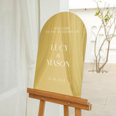 Gold Mirror Arched Welcome Sign